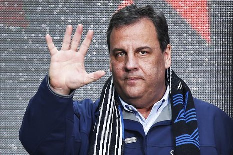 New Jersey Governor Chris Christie waves to guests as he attends the Super Bowl Hand-Off Ceremony at the Boulevard fan zone ahead of Super B New Jersey Governor Chris Christie waves to guests as he attends the Super Bowl Hand-Off Ceremony at the Boulevard fan zone ahead of Super B