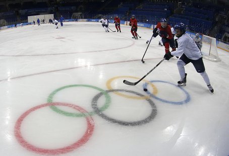 Finland's national women's ice hockey team take part in a training session at Shayba Arena in preparation for the 2014 Sochi Winter Olympics Finland's national women's ice hockey team take part in a training session at Shayba Arena in preparation for the 2014 Sochi Winter Olympics