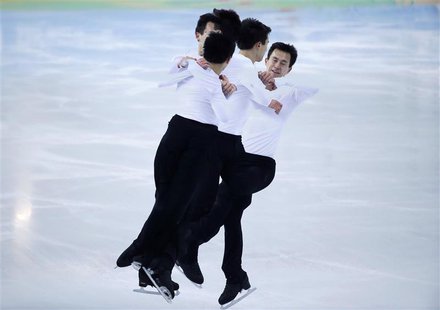 Patrick Chan of Canada skates during a figure skating training session in preparation for the 2014 Sochi Winter Olympics, February 2, 2014. Patrick Chan of Canada skates during a figure skating training session in preparation for the 2014 Sochi Winter Olympics, February 2, 2014.