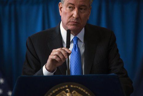 New York Mayor Bill de Blasio speaks at a news conference in the Brownsville neighborhood in the borough of Brooklyn, New York January 30, 2 New York Mayor Bill de Blasio speaks at a news conference in the Brownsville neighborhood in the borough of Brooklyn, New York January 30, 2
