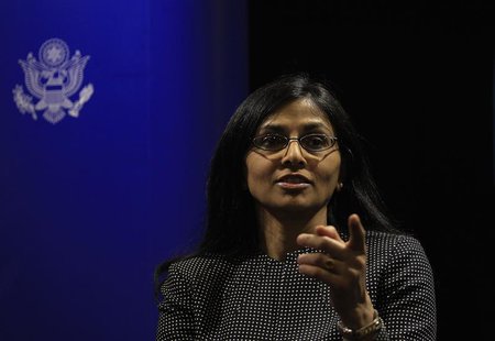 Nisha Desai Biswal, U.S. assistant secretary for South and Central Asian Affairs, gestures during a news conference in Colombo February 1, 2 Nisha Desai Biswal, U.S. assistant secretary for South and Central Asian Affairs, gestures during a news conference in Colombo February 1, 2
