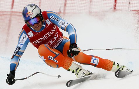 Aksel Lund Svindal of Norway speeds down the famous Streif course during the men's Super G of the FIS Alpine Skiing World Cup at the Hahnenk Aksel Lund Svindal of Norway speeds down the famous Streif course during the men's Super G of the FIS Alpine Skiing World Cup at the Hahnenk