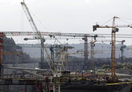 Crane towers are seen at the construction site of the Panama Canal Expansion project on the Atlantic side on the outskirts of Colon City Jan Crane towers are seen at the construction site of the Panama Canal Expansion project on the Atlantic side on the outskirts of Colon City Jan