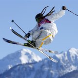 Swedish skier Henrik Harlaut goes off a jump during slopestyle skiing training at the 2014 Sochi Winter Olympics in Rosa Khutor February 5, Swedish skier Henrik Harlaut goes off a jump during slopestyle skiing training at the 2014 Sochi Winter Olympics in Rosa Khutor February 5,