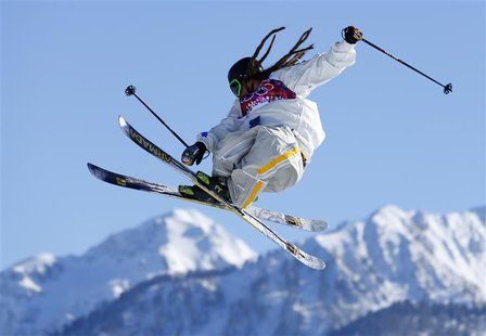Swedish skier Henrik Harlaut goes off a jump during slopestyle skiing training at the 2014 Sochi Winter Olympics in Rosa Khutor February 5, Swedish skier Henrik Harlaut goes off a jump during slopestyle skiing training at the 2014 Sochi Winter Olympics in Rosa Khutor February 5,
