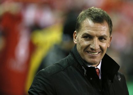 Liverpool manager Brendan Rodgers reacts before their English Premier League soccer match against Aston Villa at Anfield in Liverpool, north Liverpool manager Brendan Rodgers reacts before their English Premier League soccer match against Aston Villa at Anfield in Liverpool, north