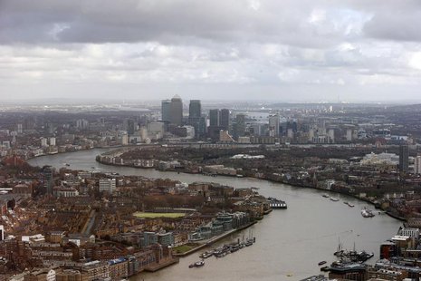 Buildings in the Canary Wharf business district are seen from The View gallery at the Shard, western Europe's tallest building, in London Ja Buildings in the Canary Wharf business district are seen from The View gallery at the Shard, western Europe's tallest building, in London Ja