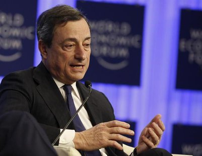 European Central Bank (ECB) President Mario Draghi attends a session at the annual meeting of the World Economic Forum (WEF) in Davos Januar European Central Bank (ECB) President Mario Draghi attends a session at the annual meeting of the World Economic Forum (WEF) in Davos Januar