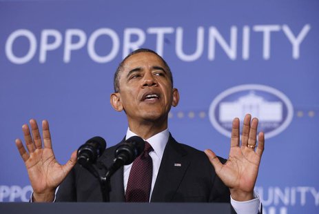 U.S. President Barack Obama speaks about technology in the classroom during a visit to Buck Lodge Middle School in Adelphi, Maryland Februar U.S. President Barack Obama speaks about technology in the classroom during a visit to Buck Lodge Middle School in Adelphi, Maryland Februar