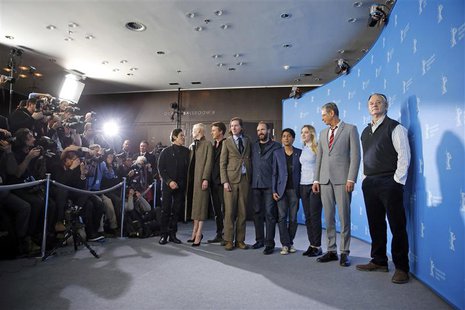 Actors Willem Dafoe, Tilda Swinton, Edward Norton, director Wes Anderson, Ralph Fiennes, Tony Revolori, Saoirse Ronan, Jeff Goldblum and Bil Actors Willem Dafoe, Tilda Swinton, Edward Norton, director Wes Anderson, Ralph Fiennes, Tony Revolori, Saoirse Ronan, Jeff Goldblum and Bil
