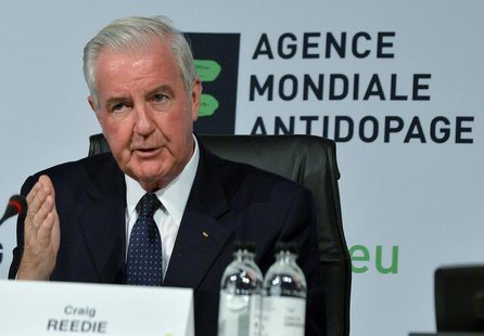 Newly elected World Anti-Doping Agency (WADA) President Craig Reedie gestures during the 2013 World Conference on Doping in Sports in Johann Newly elected World Anti-Doping Agency (WADA) President Craig Reedie gestures during the 2013 World Conference on Doping in Sports in Johann