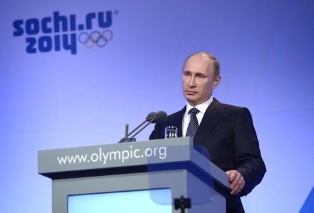 Russian President Vladimir Putin speaks during the IOC President's Gala Dinner in Sochi February 6, 2014. REUTERS/Alexei Nikolsky/RIA Novost Russian President Vladimir Putin speaks during the IOC President's Gala Dinner in Sochi February 6, 2014. REUTERS/Alexei Nikolsky/RIA Novost