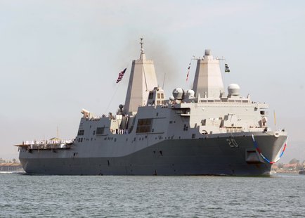 The amphibious transport dock ship USS Green Bay (LPD 20) returns to Naval Base San Diego as part of the Peleliu Amphibious Ready Group. The ready group is returning from a western Pacific deployment where they performed maritime security operations, theater cooperation efforts and operational support in the U.S. 5th and 7th Fleet areas or responsibility. (U.S. Navy photo by Mass Communication Specialist 2nd Class Rosalie Garcia/Released) The amphibious transport dock ship USS Green Bay (LPD 20) returns to Naval Base San Diego as part of the Peleliu Amphibious Ready Group. The ready group is returning from a western Pacific deployment where they performed maritime security operations, theater cooperation efforts and operational support in the U.S. 5th and 7th Fleet areas or responsibility. (U.S. Navy photo by Mass Communication Specialist 2nd Class Rosalie Garcia/Released)