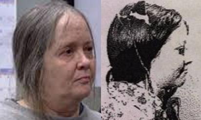 Jamie Lewis in court in California side by side with mugshot of Judy Lynn Hayman taken at the time of her arrest. Jamie Lewis in court in California side by side with mugshot of Judy Lynn Hayman taken at the time of her arrest.