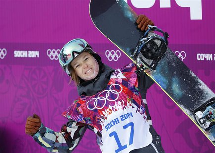 Sarka Pancochova of the Czech Republic reacts on the finish line during the women's snowboard slopestyle semi-finals event at the 2014 Sochi Sarka Pancochova of the Czech Republic reacts on the finish line during the women's snowboard slopestyle semi-finals event at the 2014 Sochi