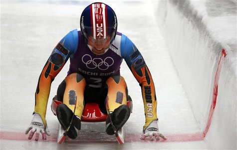 Kate Hansen of the U.S. speeds down the track during the women's luge training at the Sanki sliding center in Rosa Khutor, a venue for the S Kate Hansen of the U.S. speeds down the track during the women's luge training at the Sanki sliding center in Rosa Khutor, a venue for the S