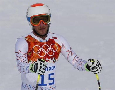 Bode Miller of the U.S. reacts in the finish area after competing in the men's alpine skiing downhill race during the 2014 Sochi Winter Olym Bode Miller of the U.S. reacts in the finish area after competing in the men's alpine skiing downhill race during the 2014 Sochi Winter Olym