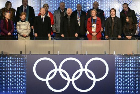 Russian President Vladimir Putin (C) declares the Olympic Games open during the opening ceremony of the 2014 Sochi Winter Olympics at the Fi Russian President Vladimir Putin (C) declares the Olympic Games open during the opening ceremony of the 2014 Sochi Winter Olympics at the Fi