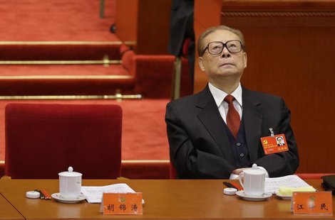 China's former President Jiang Zemin looks up while President Hu Jintao gives his speech during the opening ceremony of 18th National Congre China's former President Jiang Zemin looks up while President Hu Jintao gives his speech during the opening ceremony of 18th National Congre