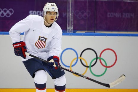 Team USA's Patrick Kane participates in the men's ice hockey team's first practice at the 2014 Sochi Winter Olympics, February 10, 2014. REU Team USA's Patrick Kane participates in the men's ice hockey team's first practice at the 2014 Sochi Winter Olympics, February 10, 2014. REU