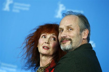 Cast members Sabine Azema (L) and Hippolyte Girardot pose during a photocall to promote the movie "Aimer, Boire Et Chanter" (Life of Riley) Cast members Sabine Azema (L) and Hippolyte Girardot pose during a photocall to promote the movie "Aimer, Boire Et Chanter" (Life of Riley)