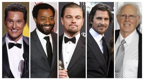 Nominees for the Academy Awards best actor category Matthew McConaughey, Chiwetel Ejiofor, Leonardo DiCaprio, Christian Bale and Bruce Dern Nominees for the Academy Awards best actor category Matthew McConaughey, Chiwetel Ejiofor, Leonardo DiCaprio, Christian Bale and Bruce Dern