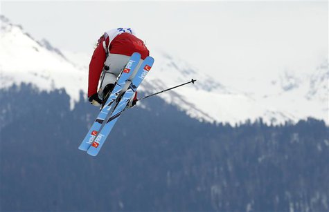 Canada's Kaya Turski performs a jump during the women's freestyle skiing slopestyle qualification event at the 2014 Sochi Winter Olympic Gam Canada's Kaya Turski performs a jump during the women's freestyle skiing slopestyle qualification event at the 2014 Sochi Winter Olympic Gam