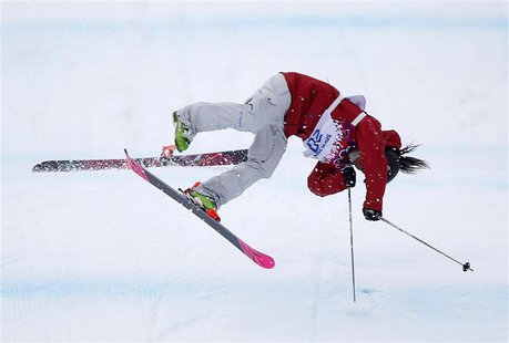 Canada's Yuki Tsubota crashes during the women's freestyle skiing slopestyle finals at the 2014 Sochi Winter Olympic Games in Rosa Khutor Fe Canada's Yuki Tsubota crashes during the women's freestyle skiing slopestyle finals at the 2014 Sochi Winter Olympic Games in Rosa Khutor Fe