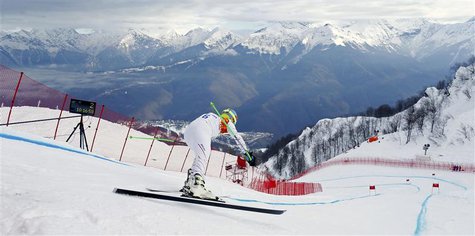 Ted Ligety of the U.S. prepares to start his downhill run of the men's alpine skiing super combined training session at the 2014 Sochi Winte Ted Ligety of the U.S. prepares to start his downhill run of the men's alpine skiing super combined training session at the 2014 Sochi Winte