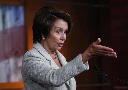 U.S. House Democratic Leader Nancy Pelosi (D-CA) speaks at a news conference on Capitol Hill in Washington January 16, 2014 file photo REUTE U.S. House Democratic Leader Nancy Pelosi (D-CA) speaks at a news conference on Capitol Hill in Washington January 16, 2014 file photo REUTE
