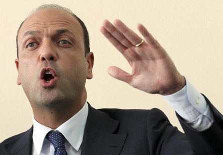 Italy's Interior Minister Angelino Alfano speaks during a news conference in Lampedusa October 9, 2013. REUTERS/Calogero Lampo Italy's Interior Minister Angelino Alfano speaks during a news conference in Lampedusa October 9, 2013. REUTERS/Calogero Lampo