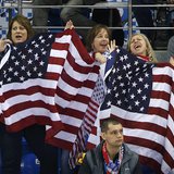 Team USA fans celebrate during the USA versus Slovakia men's preliminary round ice hockey game at the 2014 Sochi Winter Olympics, February 1 Team USA fans celebrate during the USA versus Slovakia men's preliminary round ice hockey game at the 2014 Sochi Winter Olympics, February 1