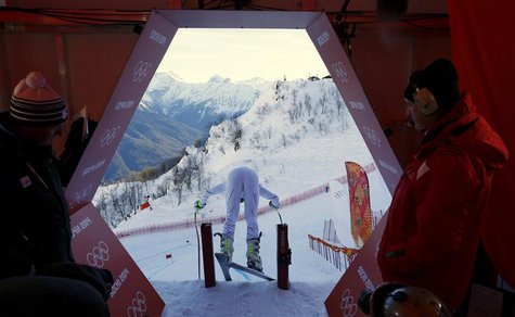 Bode Miller of the U.S. starts his downhill run of the men's alpine skiing super combined training session at the 2014 Sochi Winter Olympics Bode Miller of the U.S. starts his downhill run of the men's alpine skiing super combined training session at the 2014 Sochi Winter Olympics