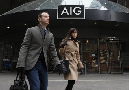 The AIG headquarters offices are seen in New York's financial district, January 9, 2013. REUTERS/Brendan McDermid The AIG headquarters offices are seen in New York's financial district, January 9, 2013. REUTERS/Brendan McDermid