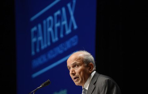 Fairfax Financial Holdings Ltd. Chairman and Chief Executive Officer Prem Watsa speaks during the company's annual meeting in Toronto April Fairfax Financial Holdings Ltd. Chairman and Chief Executive Officer Prem Watsa speaks during the company's annual meeting in Toronto April