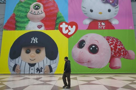 A man walks past a display for Ty Beanie Babies products at Toy Fair 2013 in New York, February 11, 2013. REUTERS/Andrew Kelly/Insider Image A man walks past a display for Ty Beanie Babies products at Toy Fair 2013 in New York, February 11, 2013. REUTERS/Andrew Kelly/Insider Image