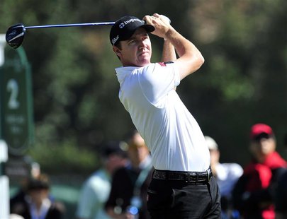 February 13, 2014; Pacific Palisades, CA, USA; Jimmy Walker hits from the second hole tee during the first round at Riviera Country Club. Ma February 13, 2014; Pacific Palisades, CA, USA; Jimmy Walker hits from the second hole tee during the first round at Riviera Country Club. Ma
