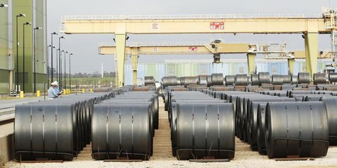 Steel coils at the ThyssenKrupp Steel USA factory are pictured in Calvert, Alabama November 22, 2013. REUTERS/Lyle Ratliff Steel coils at the ThyssenKrupp Steel USA factory are pictured in Calvert, Alabama November 22, 2013. REUTERS/Lyle Ratliff