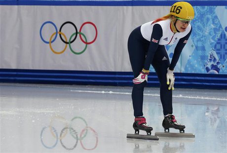 Britain's Elise Christie cries after crashing out during the women's 500 metres short track speed skating final event at the Iceberg Skating Britain's Elise Christie cries after crashing out during the women's 500 metres short track speed skating final event at the Iceberg Skating