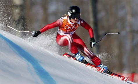 Switzerland's Lara Gut skis during the women's alpine skiing Super G competition at the 2014 Sochi Winter Olympics at the Rosa Khutor Alpine Switzerland's Lara Gut skis during the women's alpine skiing Super G competition at the 2014 Sochi Winter Olympics at the Rosa Khutor Alpine