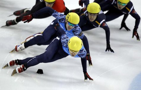 Viktor Ahn (front) of Russia competes in the men's 1500m final race during the ISU Short Track World Cup speed skating competition in Shangh Viktor Ahn (front) of Russia competes in the men's 1500m final race during the ISU Short Track World Cup speed skating competition in Shangh