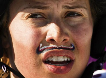 Eva Samkova of the Czech Republic reacts during the women's snowboard cross semi-finals at the 2014 Sochi Winter Olympic Games in Rosa Khuto Eva Samkova of the Czech Republic reacts during the women's snowboard cross semi-finals at the 2014 Sochi Winter Olympic Games in Rosa Khuto