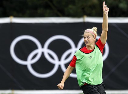 Canada's Lauren Sesselmann attends a women's football training session at the London 2012 Olympic Games in Coventry August 2, 2012. REUTERS/ Canada's Lauren Sesselmann attends a women's football training session at the London 2012 Olympic Games in Coventry August 2, 2012. REUTERS/