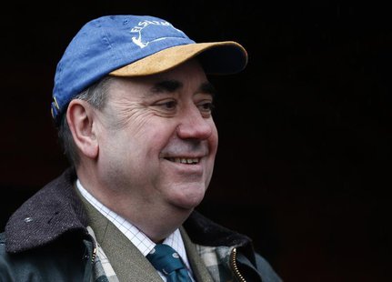 Scotland's First Minister Alex Salmond smiles as he attends the opening day of salmon fishing season on the river Tay at Dunkeld in Scotland Scotland's First Minister Alex Salmond smiles as he attends the opening day of salmon fishing season on the river Tay at Dunkeld in Scotland