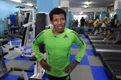 Ethiopian marathon runner Haile Gebrselassie speaks during a Reuters interview in his gymnasium in Ethiopia's capital Addis Ababa, July 16, Ethiopian marathon runner Haile Gebrselassie speaks during a Reuters interview in his gymnasium in Ethiopia's capital Addis Ababa, July 16,