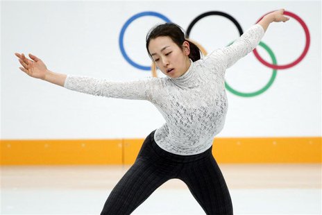 Mao Asada of Japan practises her routine during a figure skating training session at the Iceberg Skating Palace training arena during the 20 Mao Asada of Japan practises her routine during a figure skating training session at the Iceberg Skating Palace training arena during the 20