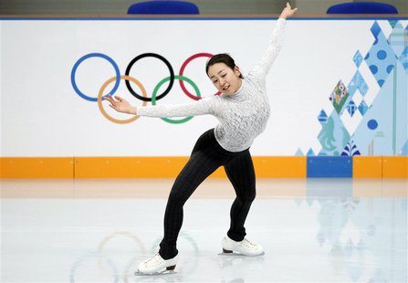 Mao Asada of Japan practises her routine during a figure skating training session at the Iceberg Skating Palace training arena during the 20 Mao Asada of Japan practises her routine during a figure skating training session at the Iceberg Skating Palace training arena during the 20
