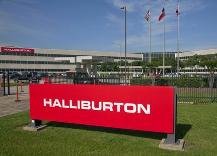 The company logo of Halliburton oilfield services corporate offices is seen in Houston, Texas April 6, 2012. REUTERS/Richard Carson The company logo of Halliburton oilfield services corporate offices is seen in Houston, Texas April 6, 2012. REUTERS/Richard Carson