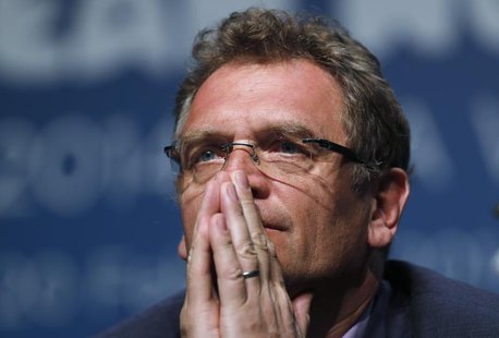FIFA General Secretary Jerome Valcke listens to a question during an announcement on the status of Curitiba as a host city for the 2014 Worl FIFA General Secretary Jerome Valcke listens to a question during an announcement on the status of Curitiba as a host city for the 2014 Worl