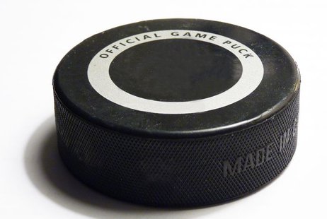A hockey puck. A hockey puck.